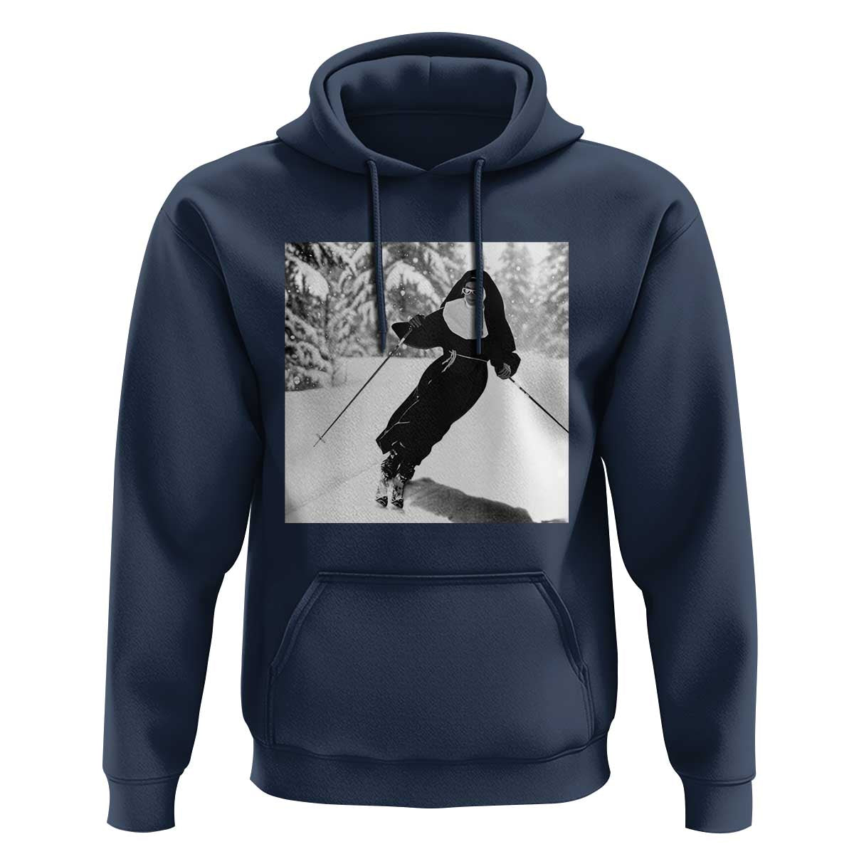 Funny Skiing Nun Graphics Photo Skier Winter Sport Hoodie - Wonder Print Shop