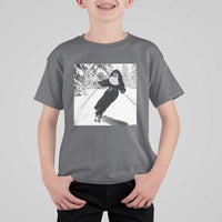 Funny Skiing Nun Graphics Photo Skier Winter Sport T Shirt For Kid - Wonder Print Shop