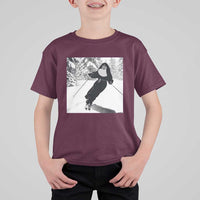 Funny Skiing Nun Graphics Photo Skier Winter Sport T Shirt For Kid - Wonder Print Shop