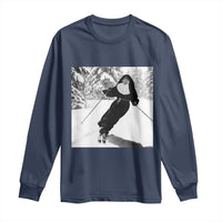 Funny Skiing Nun Graphics Photo Skier Winter Sport Long Sleeve Shirt - Wonder Print Shop