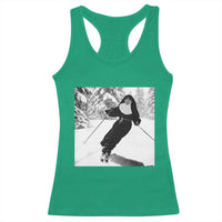 Funny Skiing Nun Graphics Photo Skier Winter Sport Racerback Tank Top - Wonder Print Shop