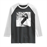 Funny Skiing Nun Graphics Photo Skier Winter Sport Raglan Shirt - Wonder Print Shop
