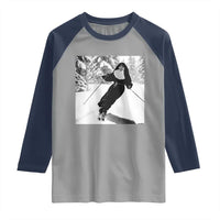 Funny Skiing Nun Graphics Photo Skier Winter Sport Raglan Shirt - Wonder Print Shop