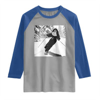 Funny Skiing Nun Graphics Photo Skier Winter Sport Raglan Shirt - Wonder Print Shop
