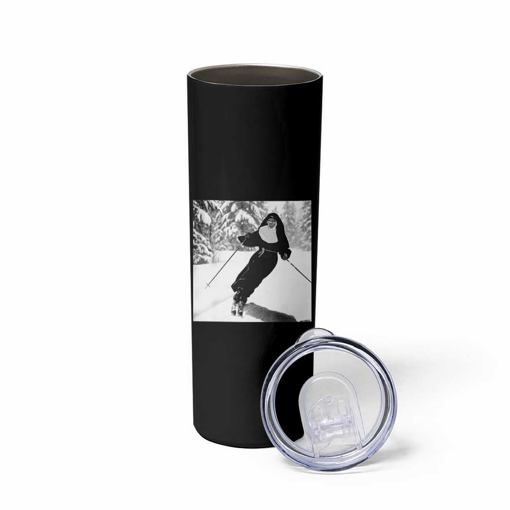 Funny Skiing Nun Graphics Photo Skier Winter Sport Skinny Tumbler - Wonder Print Shop