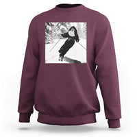 Funny Skiing Nun Graphics Photo Skier Winter Sport Sweatshirt - Wonder Print Shop