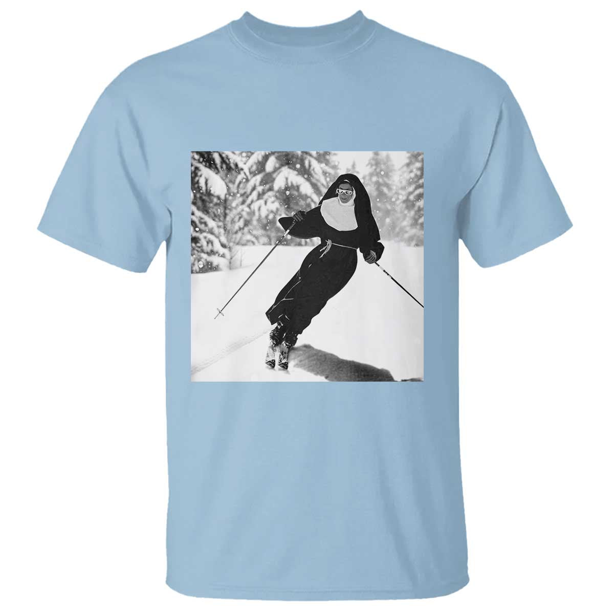 Funny Skiing Nun Graphics Photo Skier Winter Sport T Shirt - Wonder Print Shop