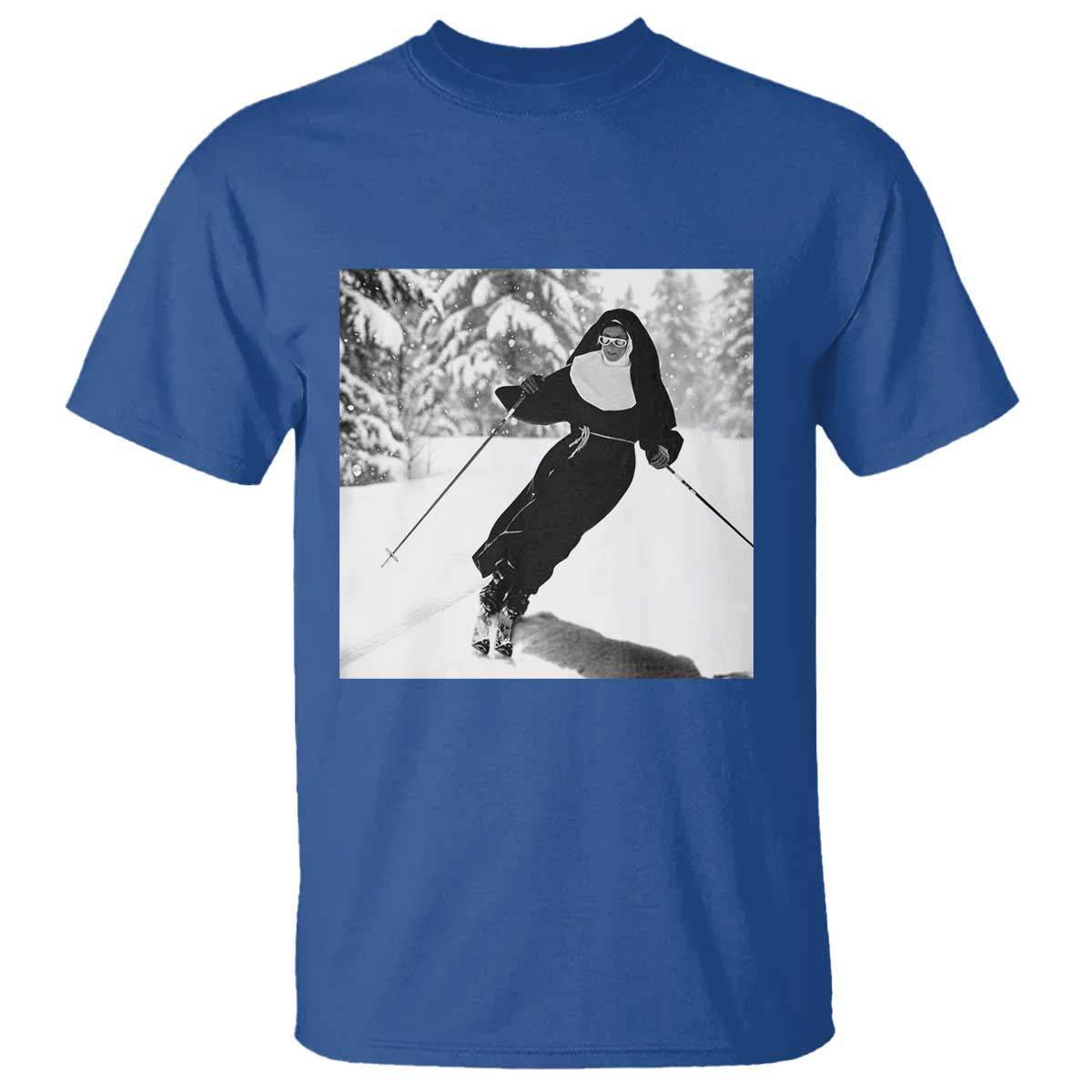 Funny Skiing Nun Graphics Photo Skier Winter Sport T Shirt - Wonder Print Shop