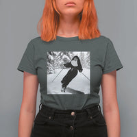 Funny Skiing Nun Graphics Photo Skier Winter Sport T Shirt For Women - Wonder Print Shop