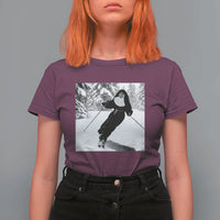 Funny Skiing Nun Graphics Photo Skier Winter Sport T Shirt For Women - Wonder Print Shop
