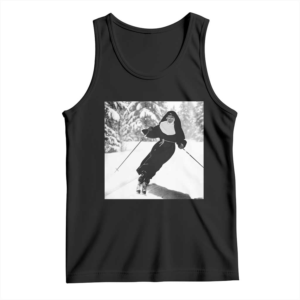 Funny Skiing Nun Graphics Photo Skier Winter Sport Tank Top - Wonder Print Shop