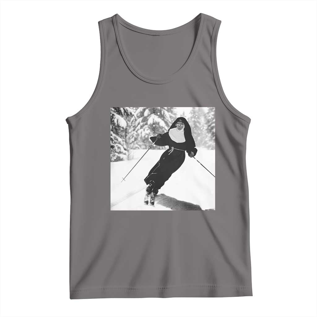 Funny Skiing Nun Graphics Photo Skier Winter Sport Tank Top - Wonder Print Shop