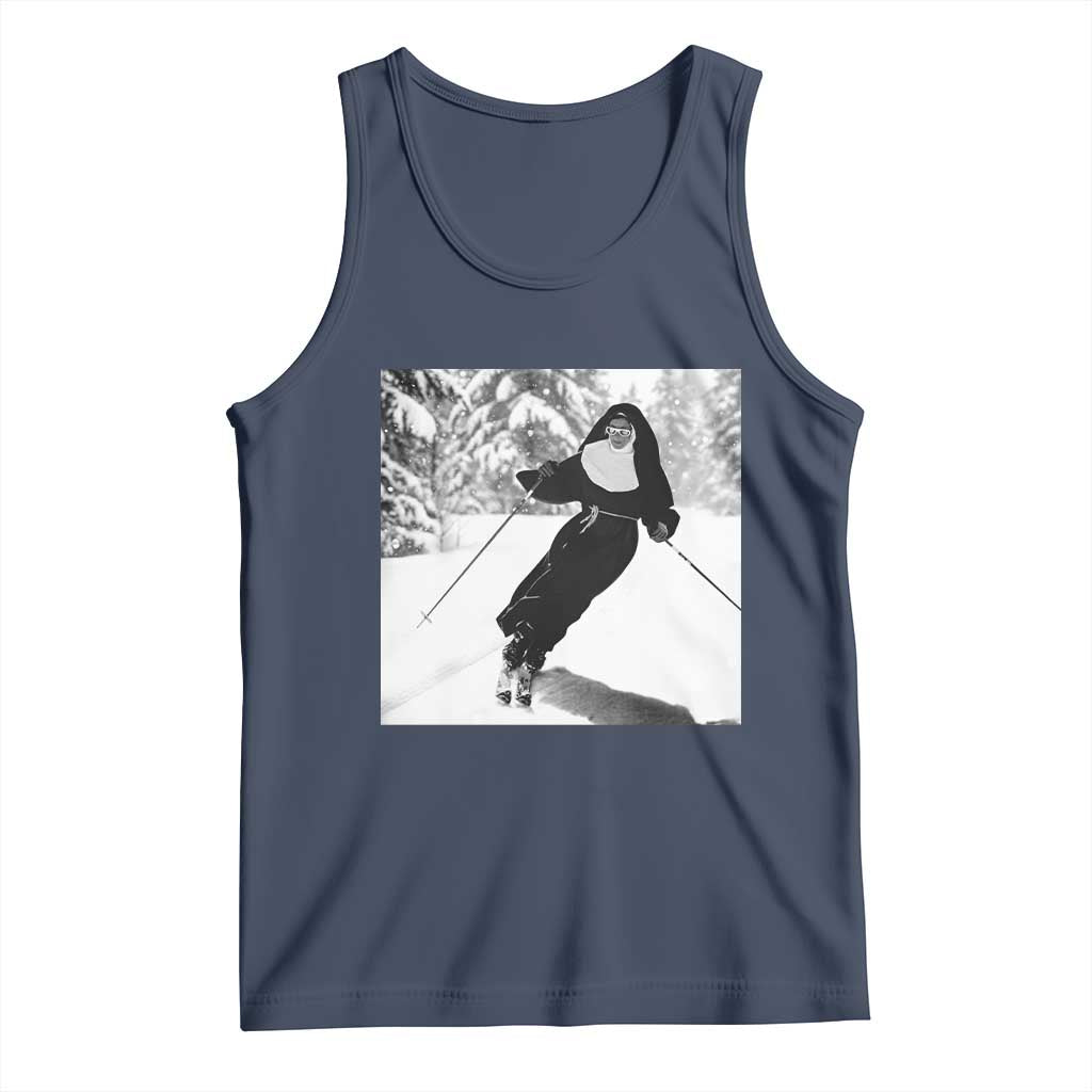Funny Skiing Nun Graphics Photo Skier Winter Sport Tank Top - Wonder Print Shop