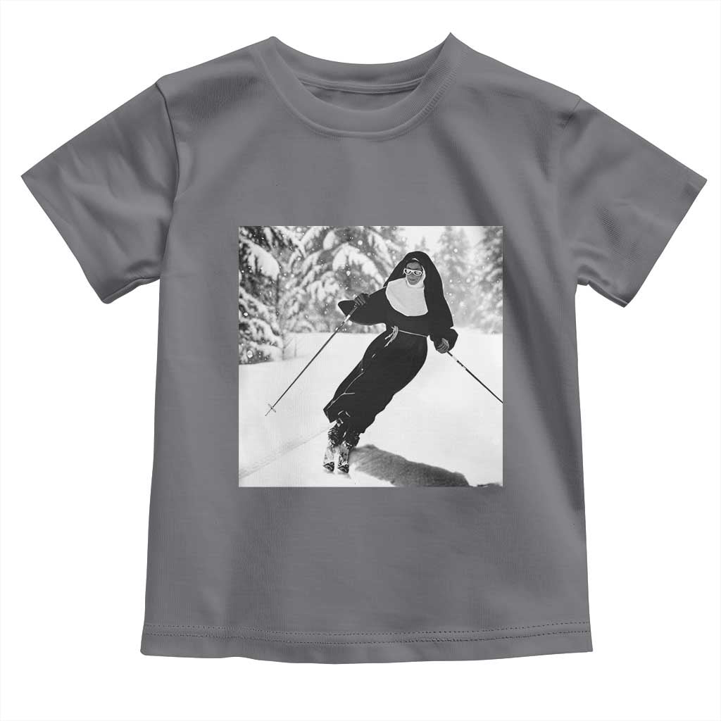 Funny Skiing Nun Graphics Photo Skier Winter Sport Toddler T Shirt - Wonder Print Shop