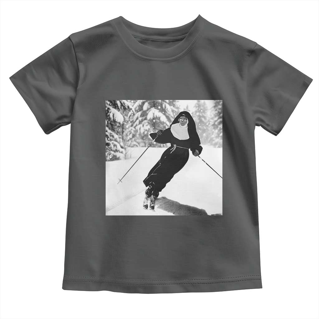 Funny Skiing Nun Graphics Photo Skier Winter Sport Toddler T Shirt - Wonder Print Shop