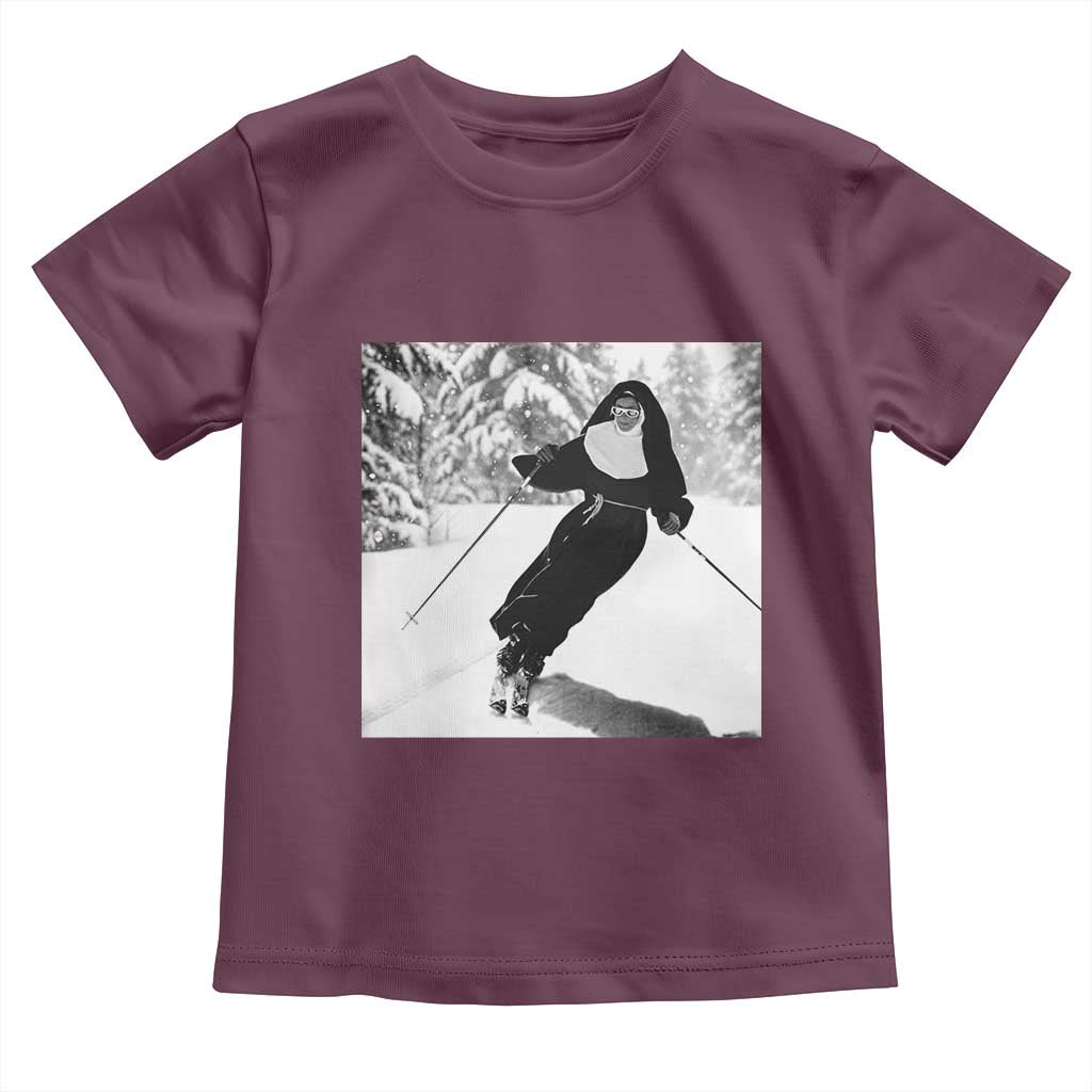 Funny Skiing Nun Graphics Photo Skier Winter Sport Toddler T Shirt - Wonder Print Shop