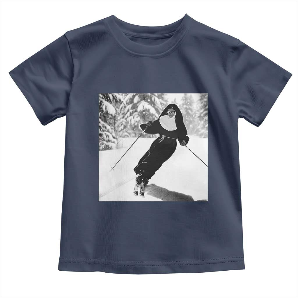 Funny Skiing Nun Graphics Photo Skier Winter Sport Toddler T Shirt - Wonder Print Shop
