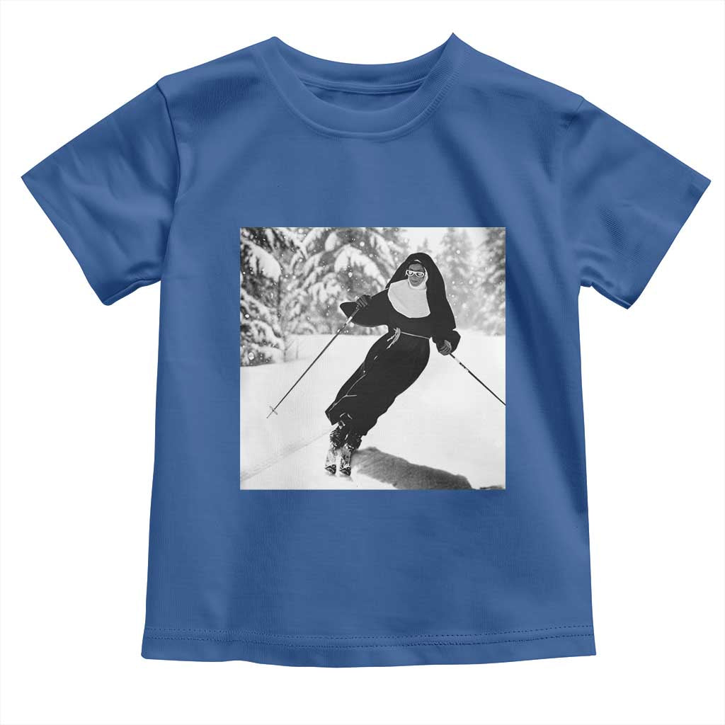Funny Skiing Nun Graphics Photo Skier Winter Sport Toddler T Shirt - Wonder Print Shop