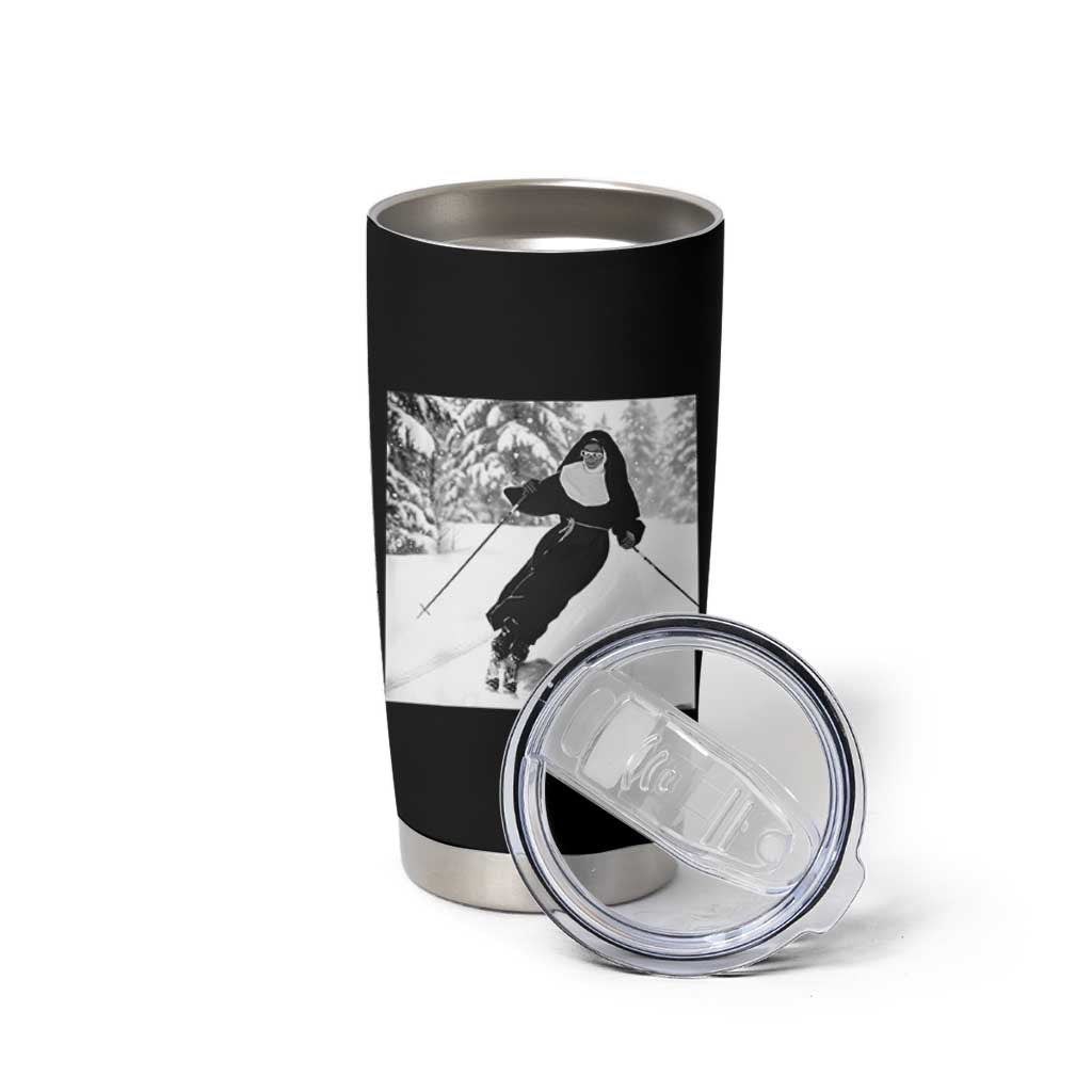 Funny Skiing Nun Graphics Photo Skier Winter Sport Tumbler Cup - Wonder Print Shop