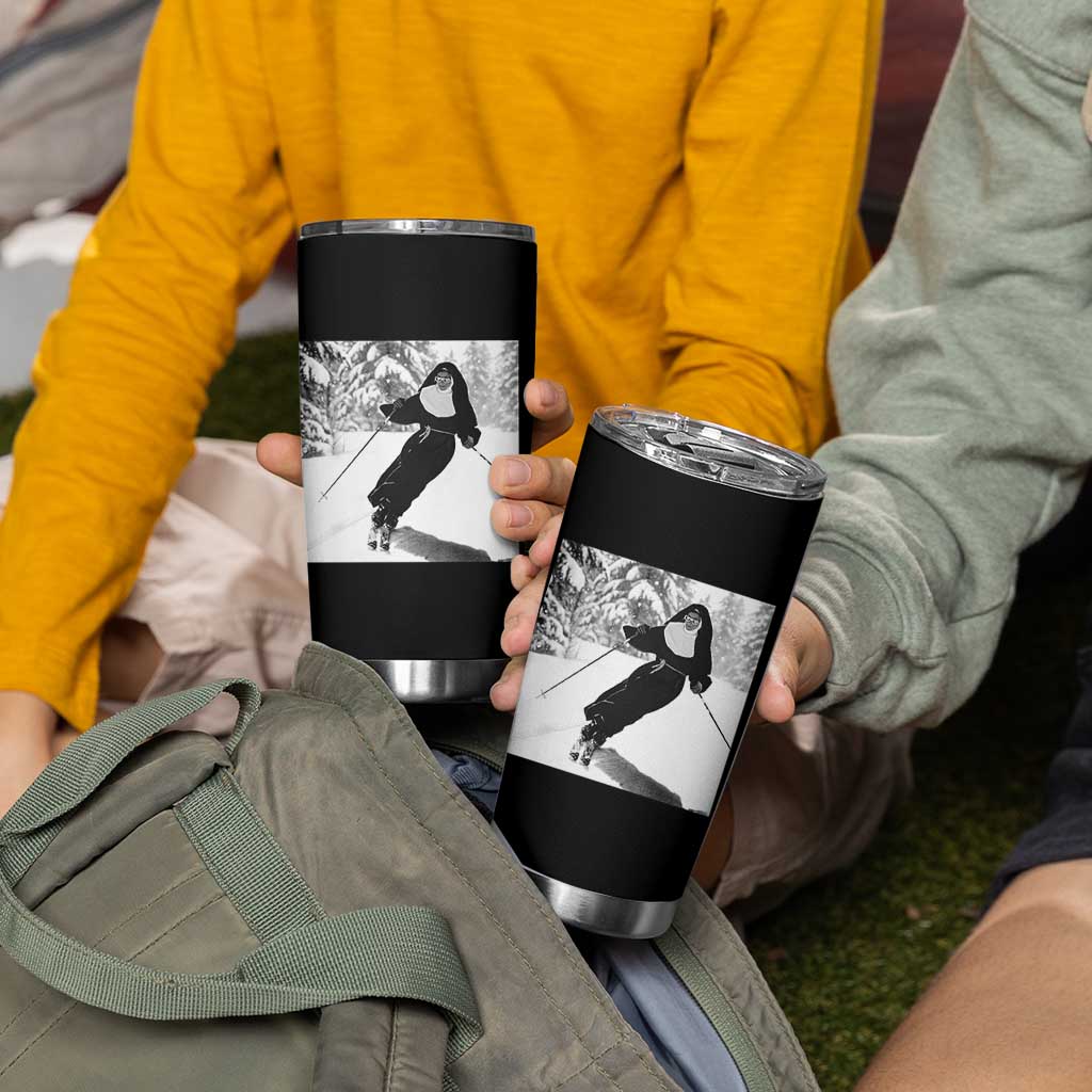 Funny Skiing Nun Graphics Photo Skier Winter Sport Tumbler Cup - Wonder Print Shop