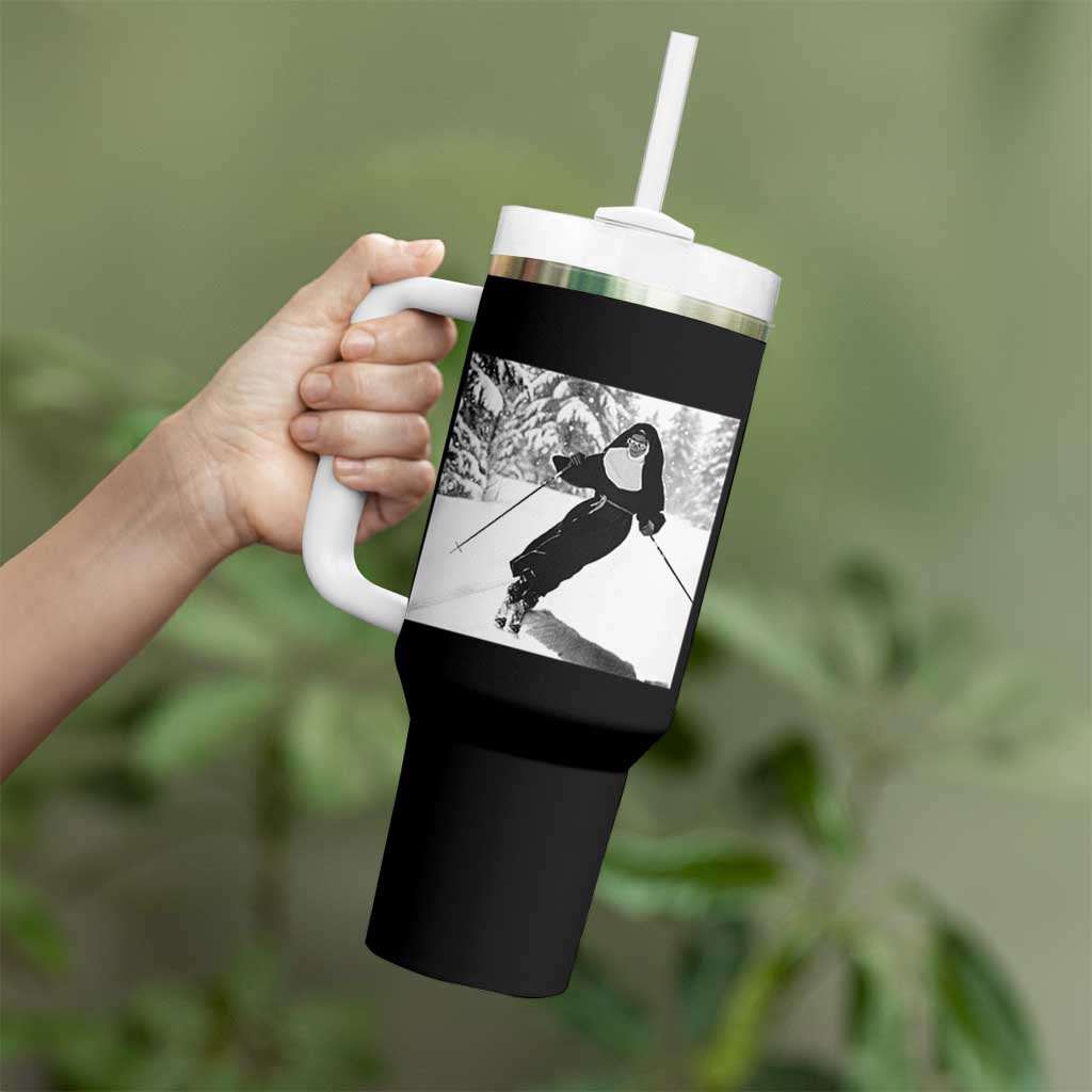Funny Skiing Nun Graphics Photo Skier Winter Sport Tumbler With Handle - Wonder Print Shop