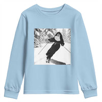 Funny Skiing Nun Graphics Photo Skier Winter Sport Youth Sweatshirt - Wonder Print Shop