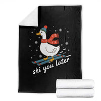 Funny Skiing Goose Throw Blanket Ski You Later Winter Vacation Sport - Wonder Print Shop