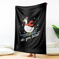 Funny Skiing Goose Throw Blanket Ski You Later Winter Vacation Sport - Wonder Print Shop