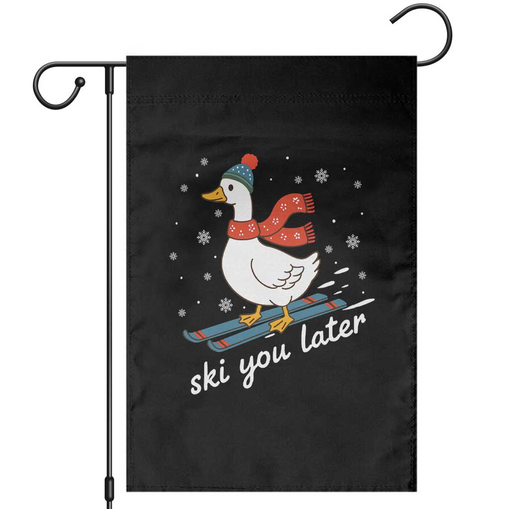 Funny Skiing Goose Garden Flag Ski You Later Winter Vacation Sport - Wonder Print Shop