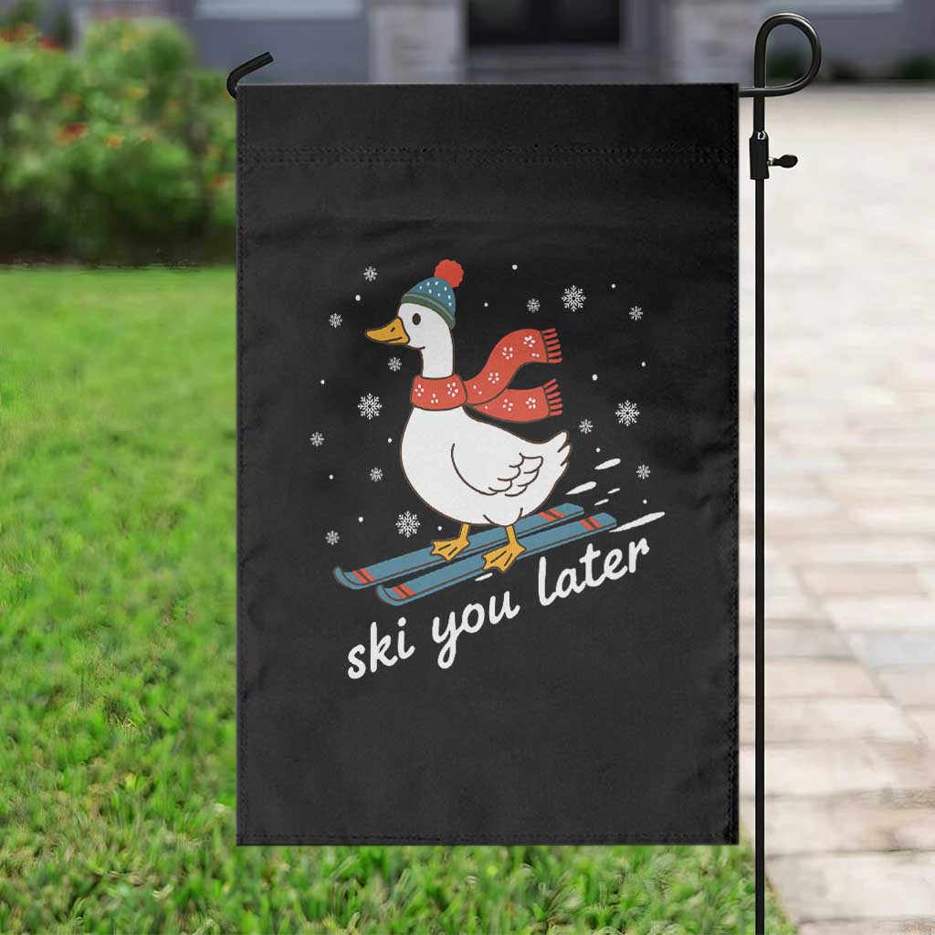 Funny Skiing Goose Garden Flag Ski You Later Winter Vacation Sport - Wonder Print Shop