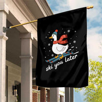 Funny Skiing Goose Garden Flag Ski You Later Winter Vacation Sport - Wonder Print Shop