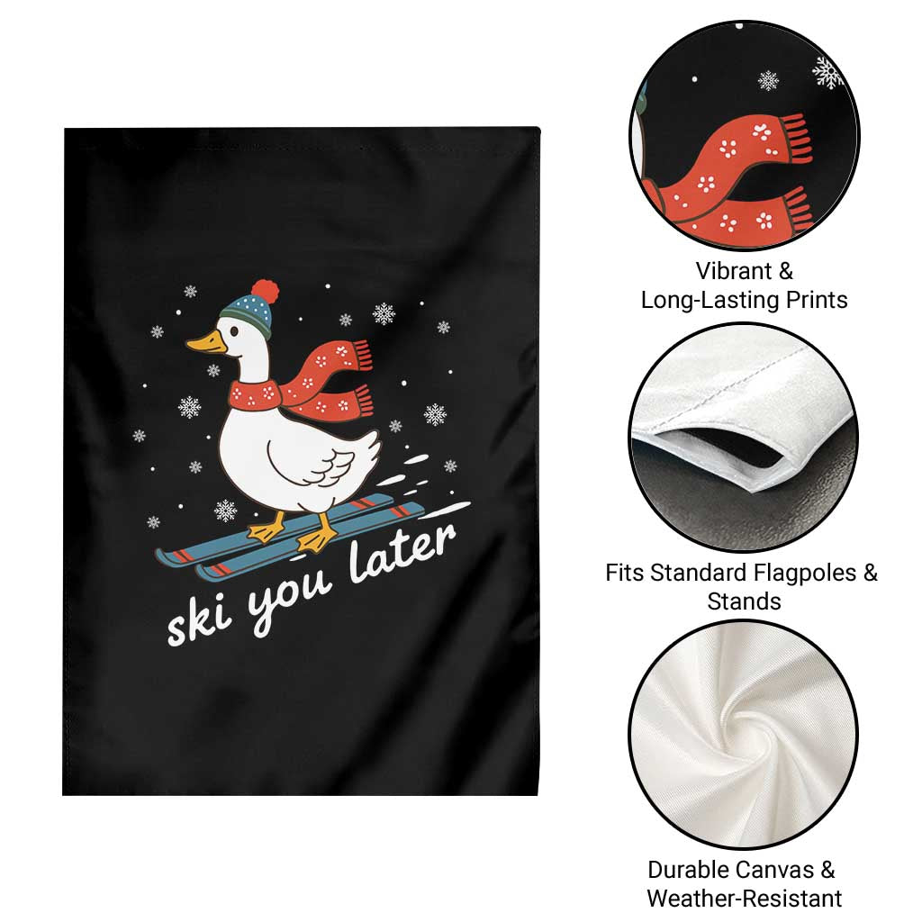 Funny Skiing Goose Garden Flag Ski You Later Winter Vacation Sport - Wonder Print Shop