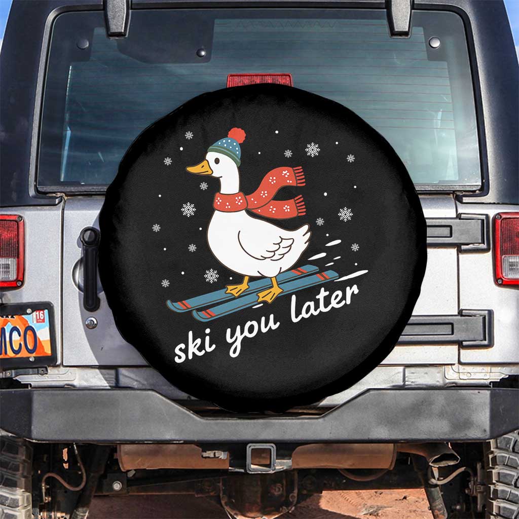 Funny Skiing Goose Spare Tire Cover Ski You Later Winter Vacation Sport - Wonder Print Shop