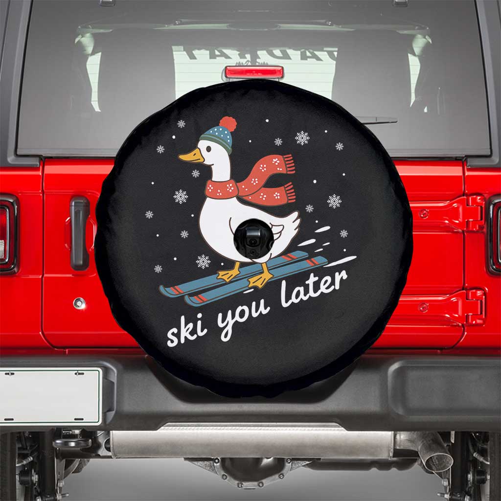 Funny Skiing Goose Spare Tire Cover Ski You Later Winter Vacation Sport - Wonder Print Shop