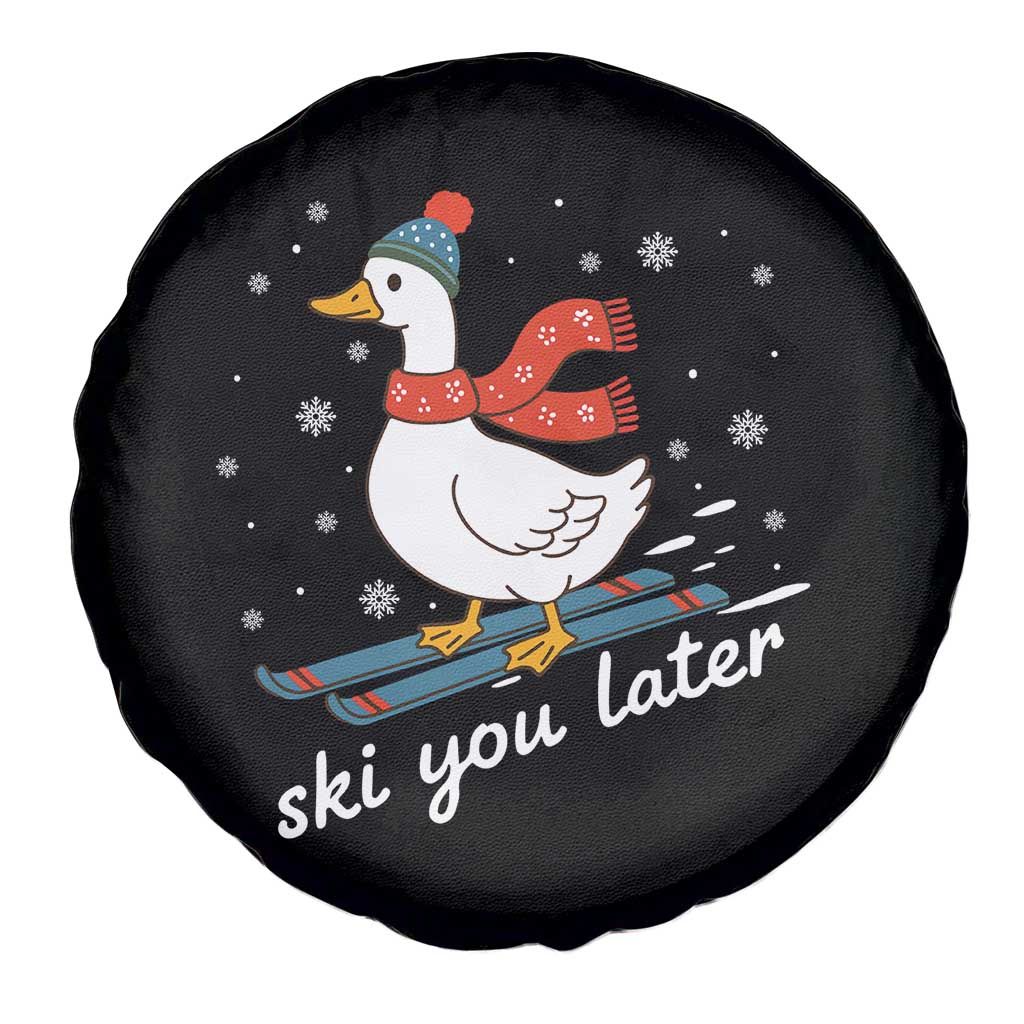 Funny Skiing Goose Spare Tire Cover Ski You Later Winter Vacation Sport - Wonder Print Shop