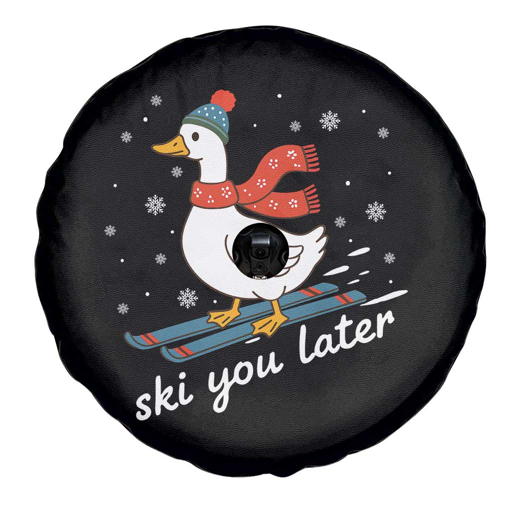 Funny Skiing Goose Spare Tire Cover Ski You Later Winter Vacation Sport - Wonder Print Shop