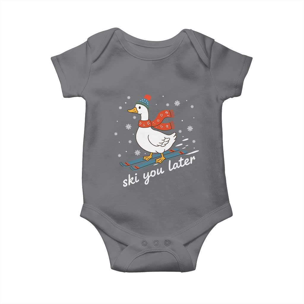 Funny Skiing Goose Baby Onesie Ski You Later Winter Vacation Sport - Wonder Print Shop