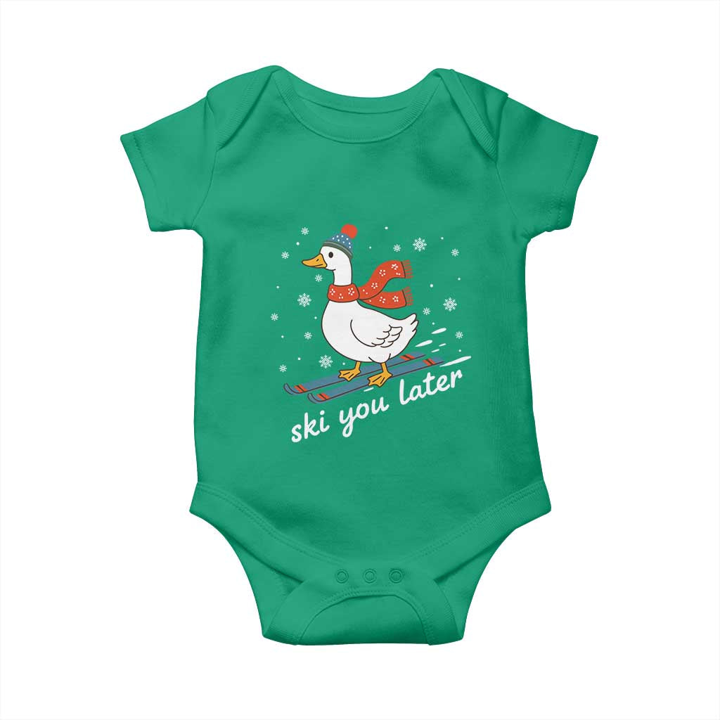 Funny Skiing Goose Baby Onesie Ski You Later Winter Vacation Sport - Wonder Print Shop