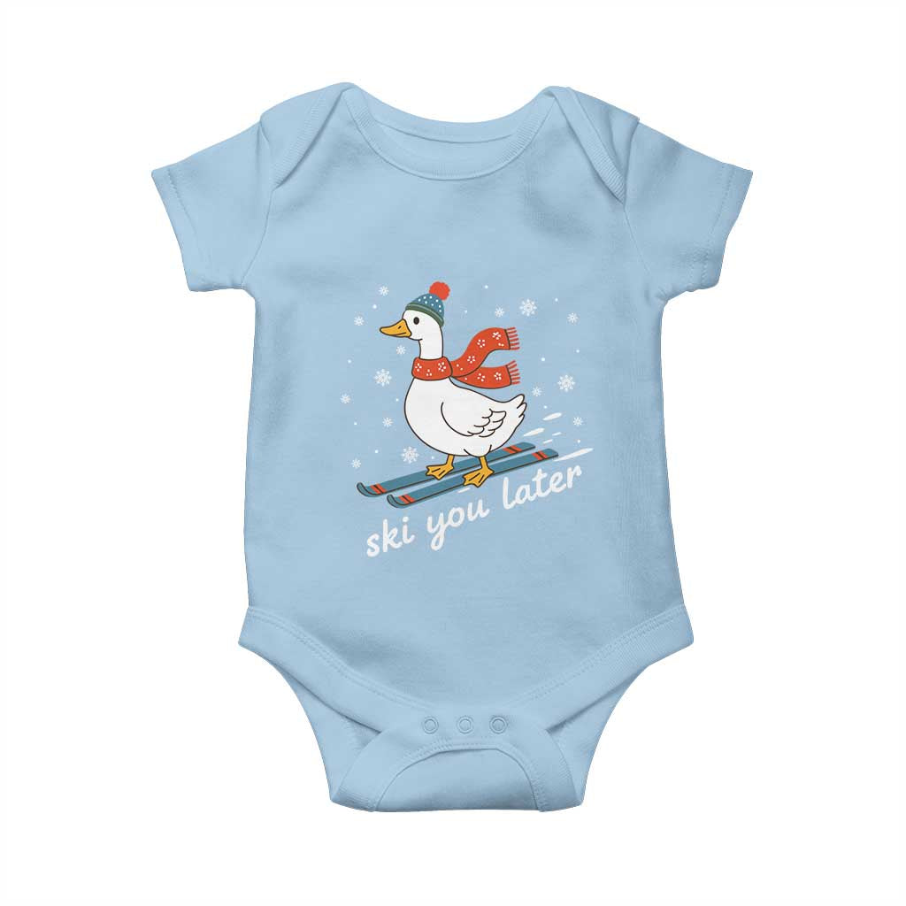 Funny Skiing Goose Baby Onesie Ski You Later Winter Vacation Sport - Wonder Print Shop