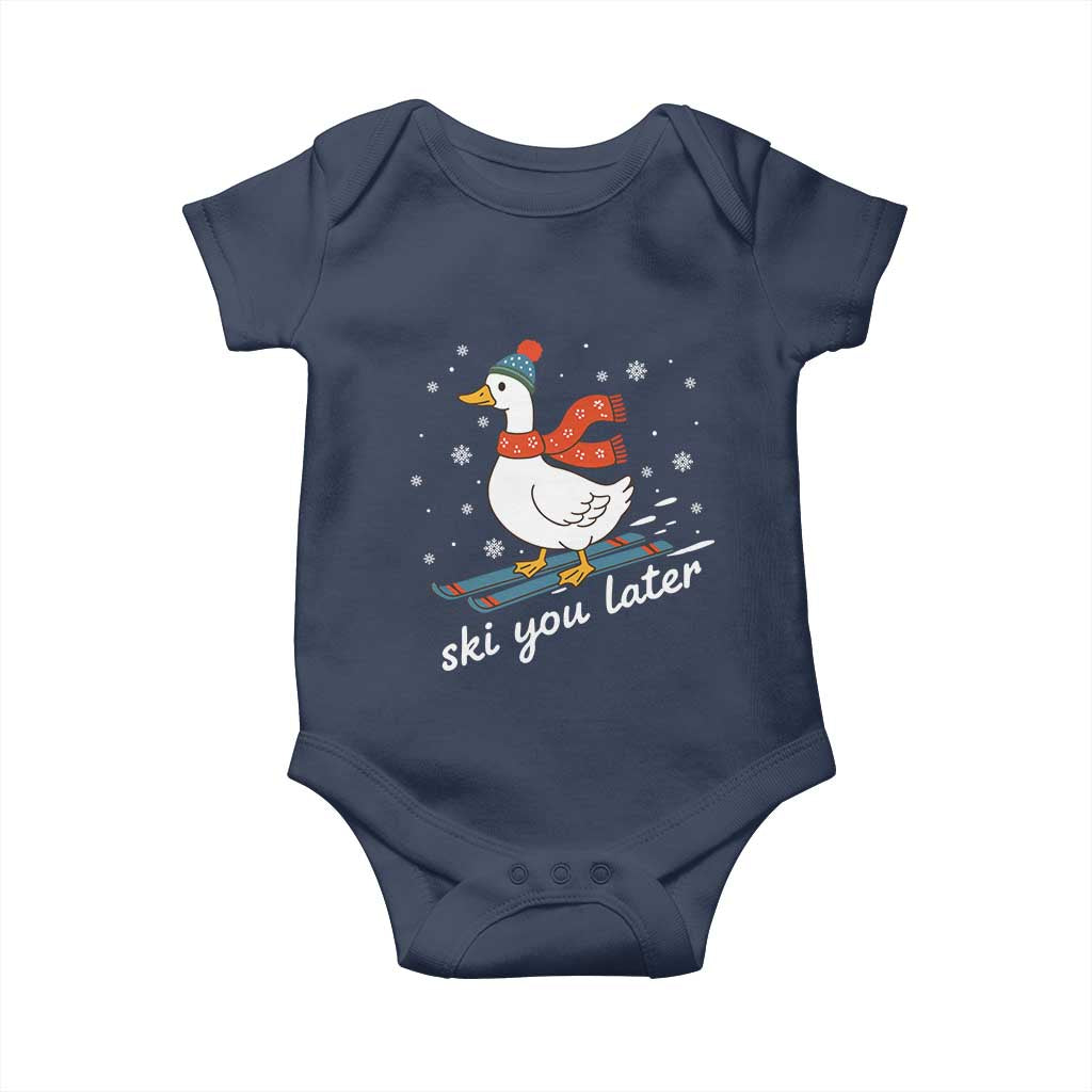 Funny Skiing Goose Baby Onesie Ski You Later Winter Vacation Sport - Wonder Print Shop