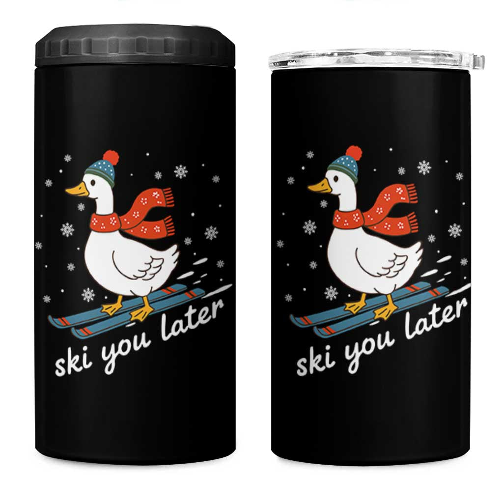 Funny Skiing Goose 4 in 1 Can Cooler Tumbler Ski You Later Winter Vacation Sport - Wonder Print Shop