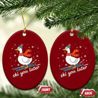 Funny Skiing Goose Ceramic Ornament Ski You Later Winter Vacation Sport - Wonder Print Shop