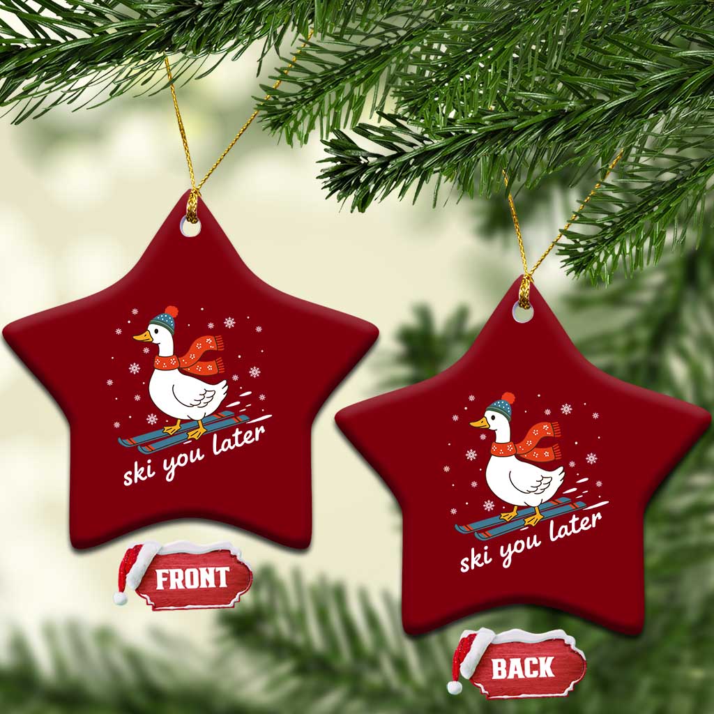 Funny Skiing Goose Ceramic Ornament Ski You Later Winter Vacation Sport - Wonder Print Shop