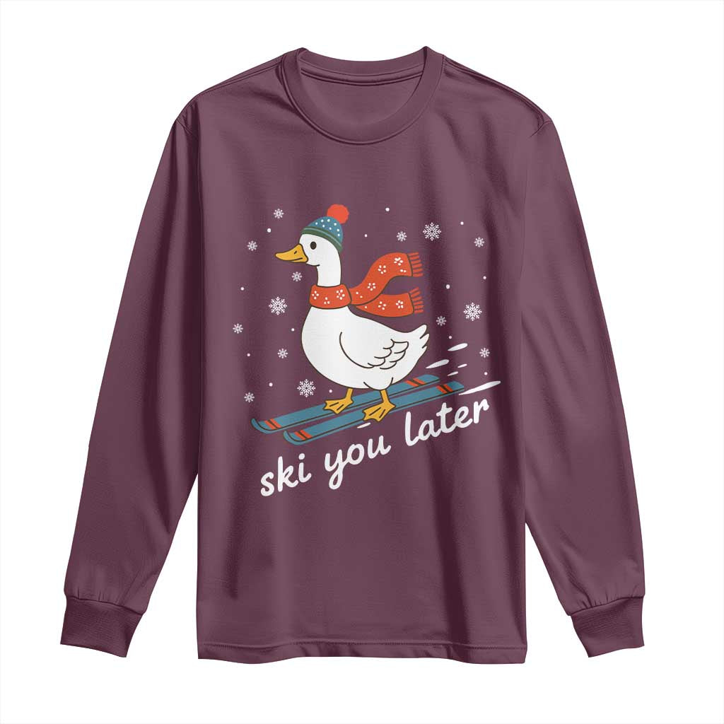 Funny Skiing Goose Long Sleeve Shirt Ski You Later Winter Vacation Sport - Wonder Print Shop