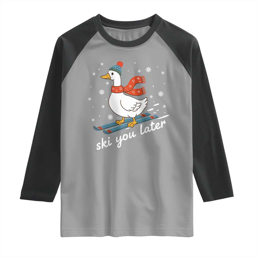 Funny Skiing Goose Raglan Shirt Ski You Later Winter Vacation Sport - Wonder Print Shop