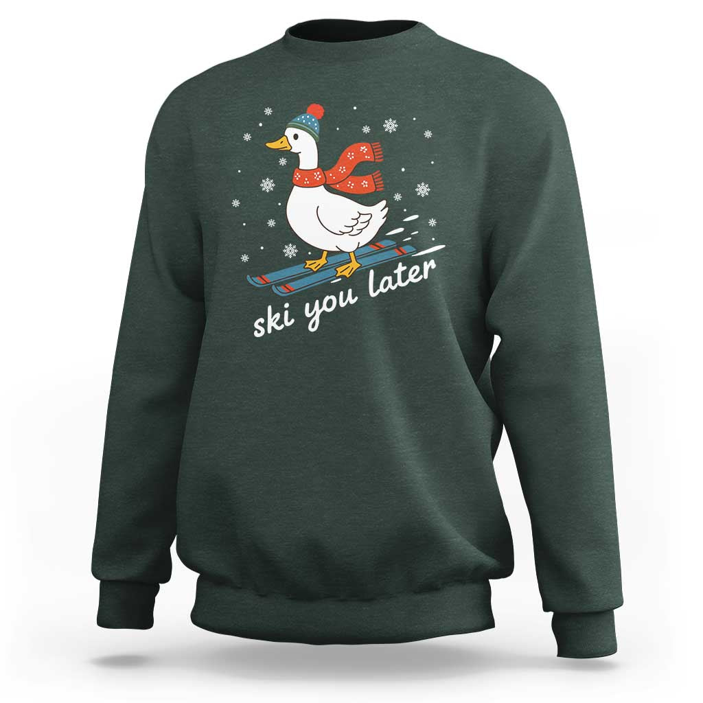 Funny Skiing Goose Sweatshirt Ski You Later Winter Vacation Sport - Wonder Print Shop