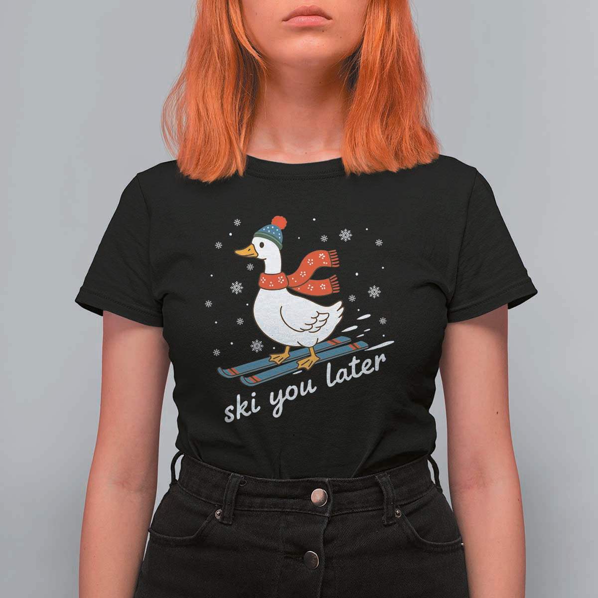 Funny Skiing Goose T Shirt For Women Ski You Later Winter Vacation Sport - Wonder Print Shop