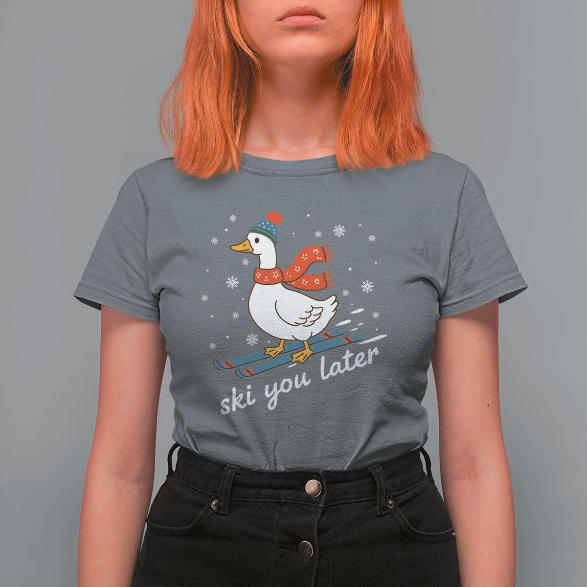 Funny Skiing Goose T Shirt For Women Ski You Later Winter Vacation Sport - Wonder Print Shop