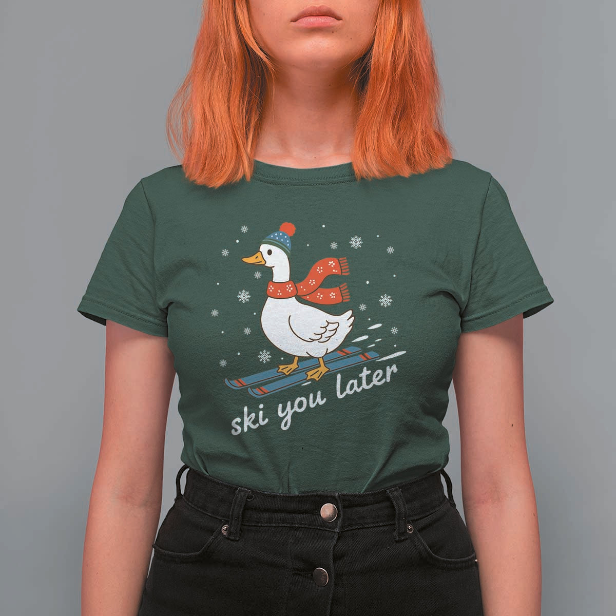 Funny Skiing Goose T Shirt For Women Ski You Later Winter Vacation Sport - Wonder Print Shop