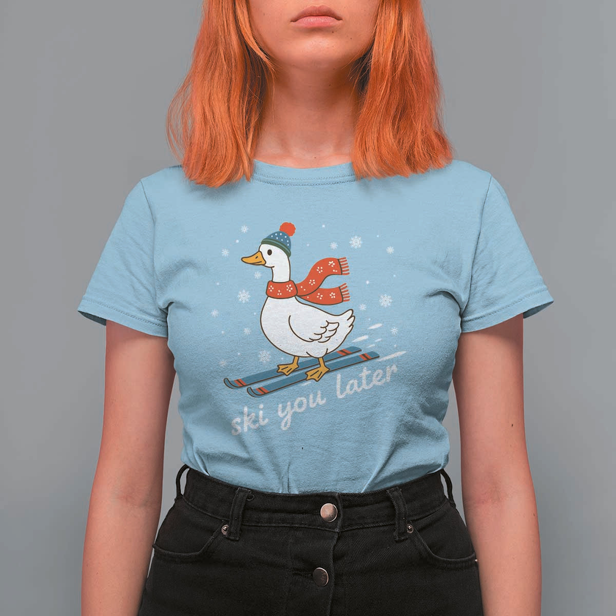 Funny Skiing Goose T Shirt For Women Ski You Later Winter Vacation Sport - Wonder Print Shop
